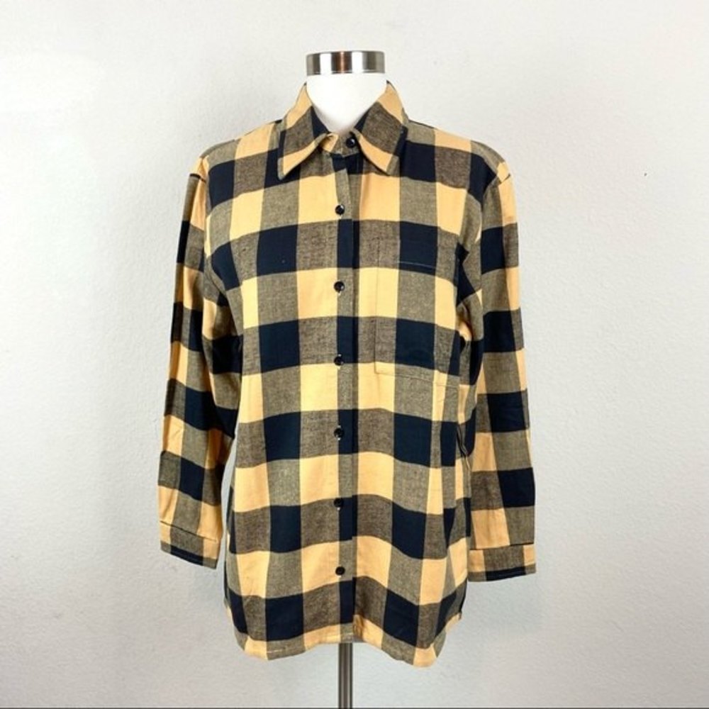 Newport News Plaid Flannel Button Down Top